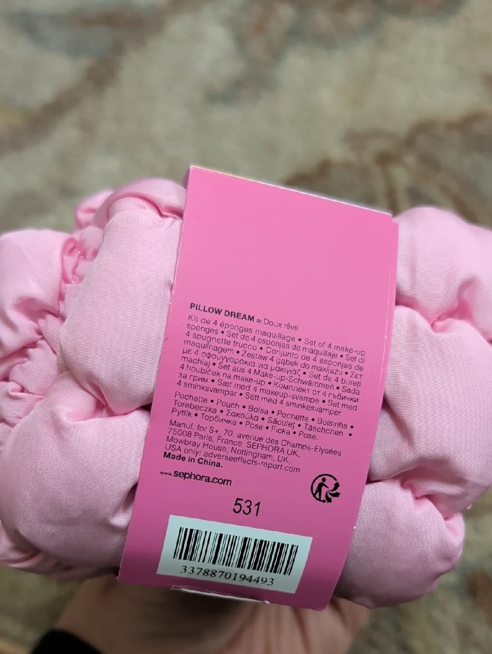 Sephora Pillow Dream Pink 3 Sponge Set Pouch